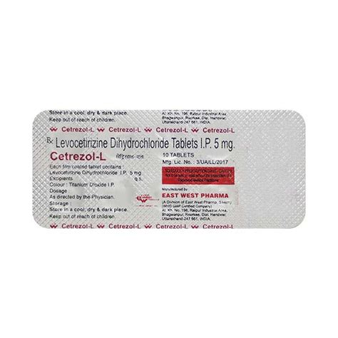 CETREZOL-L 5 MG - Strip of 10 Tablets : Amazon.in: Health & Personal Care