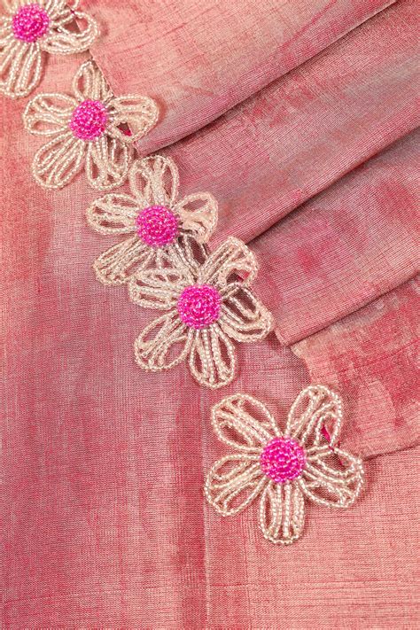 Pink Chanderi Tissue Saree (Made to Order) – madhurya.com