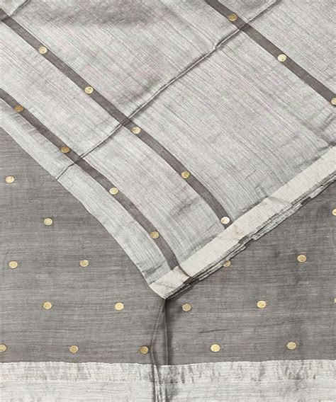 Grey handwoven matka silk gini saree – GoCoop