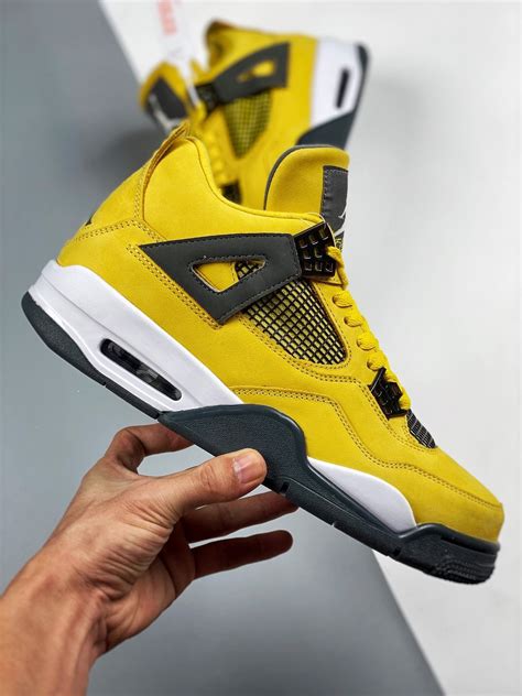 Air Jordan 4 Retro ‘Lightning’ Tour Yellow/White/Dark Blue Grey Ganebet ...