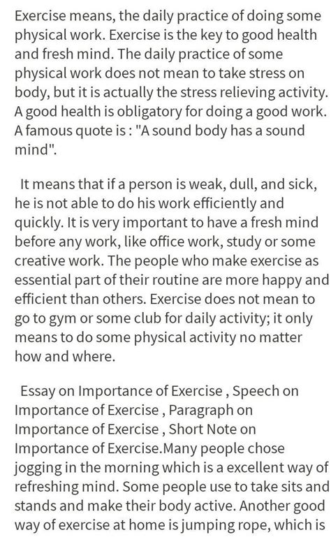 paragraph on impact of exercise on our health about 200 words Its ...