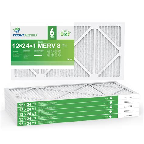 TRIGHTFILTERS 12x24x1 Air Filter MERV 8 Pleated HVAC AC Furnace Filters ...