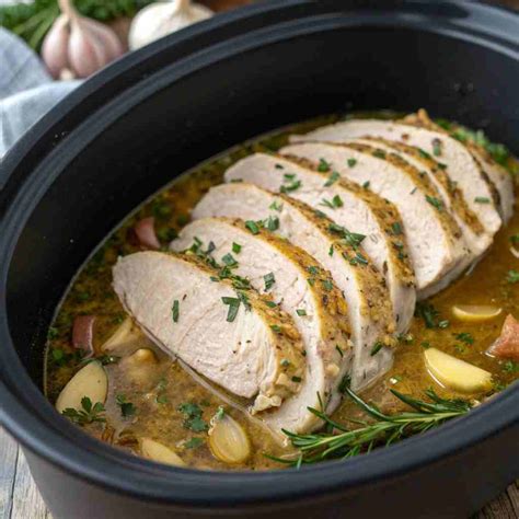 Slow Cooker Turkey Breast Garlic Herb - Easy Thanksgiving Main