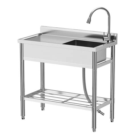 Free Standing Stainless Steel Sink, Free Standing Single Bowl Utility ...