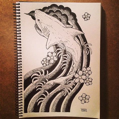 japanese shark drawing