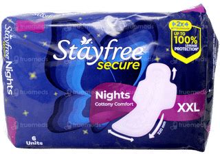 Stayfree Secure Nights Cottony Comfort Xxl Sanitary Pads 6 - Uses, Side ...