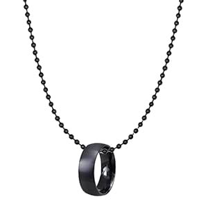 Okos Black Finish Men's Jewellery Fusion Ring Pendant with Ball Chain ...