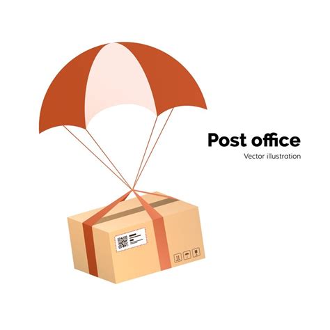 Post office. airmail delivery service. packege with label, qr code ...