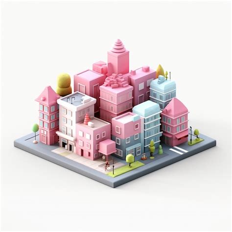 Isometric view on 3d rendering of neon city | AI-generated image