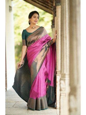 Buy Lush Glam Pink Woven Poly Silk Border Saree with Unstitched Online