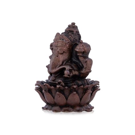 Giri - Ganesha Sitting On Lotus Flower | Copper Ganpati Murti