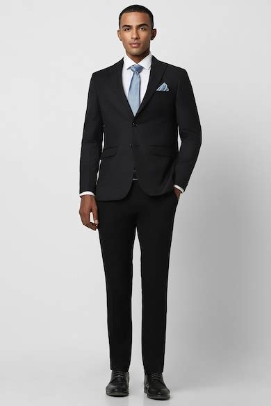 Buy Men Black Solid Formal Two Piece Suit Online - 941411 | Peter England