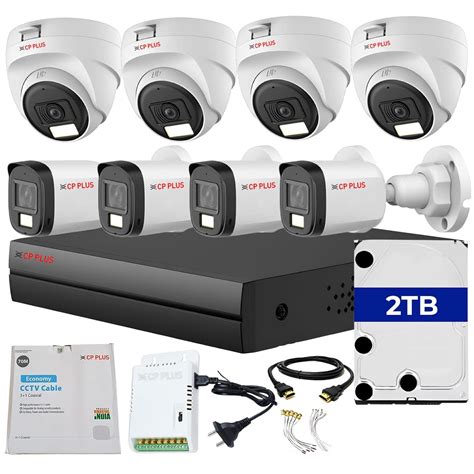 CP PLUS 8 channel DVR with 2MP 4x OUTDOOR & 4x INDOOR, Built-in Audio ...
