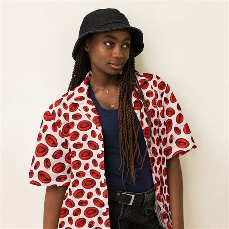 Red Blood Cells Printed Unisex Button Down Shirt, Science Biology Student Teacher Streetwear ...