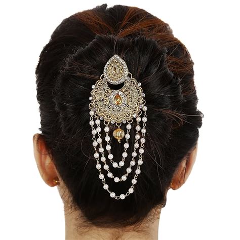 Buy Sanjog Golden Bahubali Inspired Traditional Hair Juda Brooch for ...