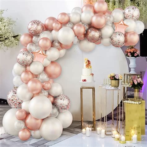 Buy Balloons Arch Kit Wedding, Rose Gold White Balloon Garland Arch Kit ...