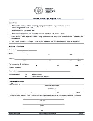 Image result for Transcript Request Form PDF