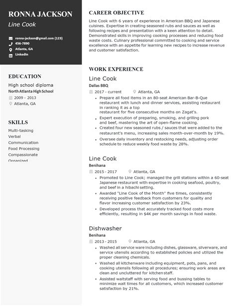 Image result for Line Cook Resume Examples