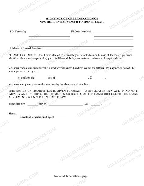 Florida Notice to Terminate Month-to-Month Lease - Nonresidential - 15 ...