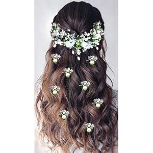 Buy Hair Flare Attractive Artificial White Rose with Pearl Hair Vein ...