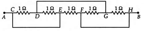 Resistors each of value 1 Ω are arranged as shown in the figure. The ...