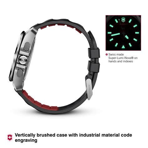 Victorinox I.N.O.X. Chrono, Black Dial, 43 mm, Wrist Watch, Black Rubb