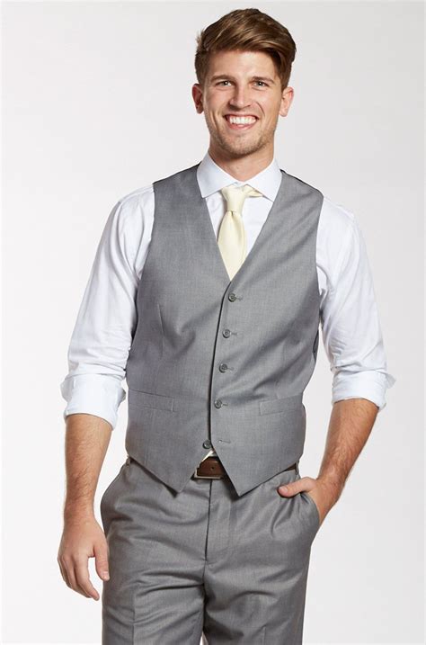 Textured Gray Vest - The Groomsman Suit | Vest outfits men, Mens ...