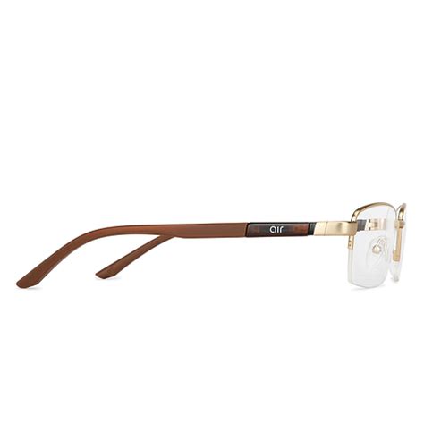 Buy Matte Gold Brown Half Rim Rectangle Lenskart Air Essentials LA ...