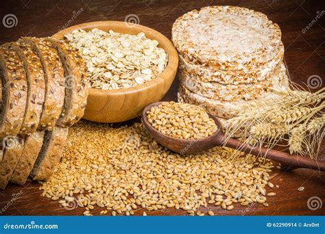 Healthy Grains, Cereals and Whole Wheat Bread Stock Photo - Image of ...