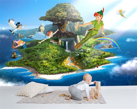 Peter Pan Wall Mural | Neverland Wallpaper | Nursery Decor | Children ...