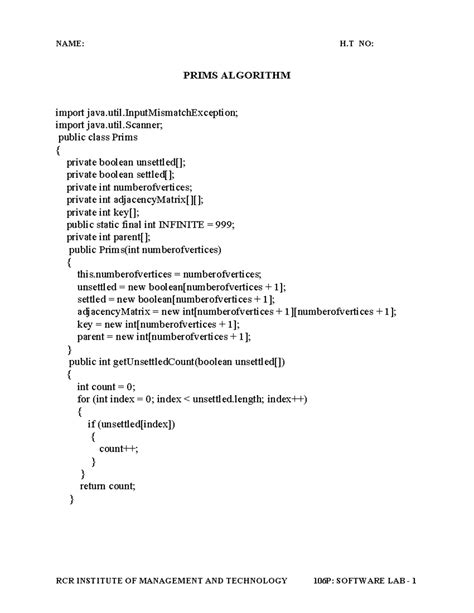 106P: Software Lab - Prims and Kruskal Algorithms Implementation - Studocu