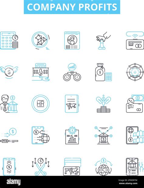 Company profits vector line icons set. Profit, Revenue, Gains, Benefit ...