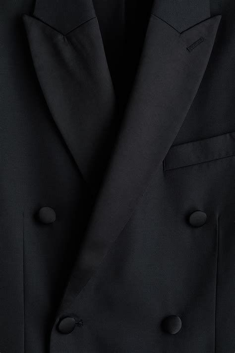 Relaxed Fit Wool-blend tuxedo jacket - Black - Men | H&M IN