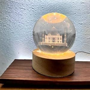Buy Lilone Taj Mahal Engraved in Crystal Ball with Light (60mm, USB ...