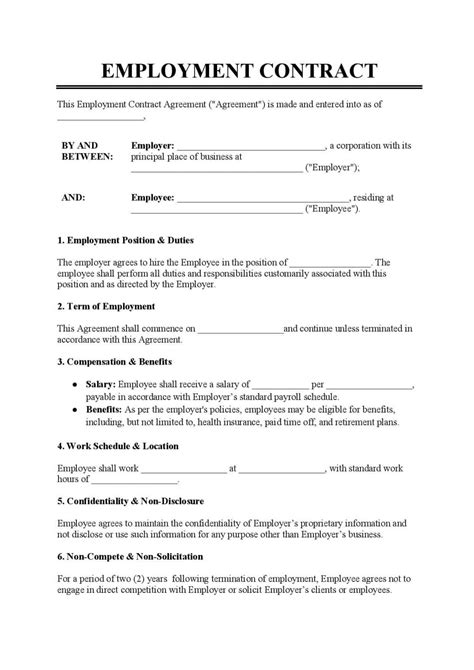 Employment Contract Agreement - Free Template