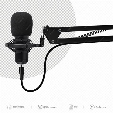Professional studio microphone with windscreen filter on transparent ...