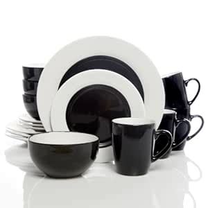 Buy Gibson Home 98834.16RM Style Deluxe 16-Piece Dinnerware Set, Black ...