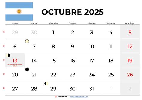 Calendario Octubre 2025 Argentina