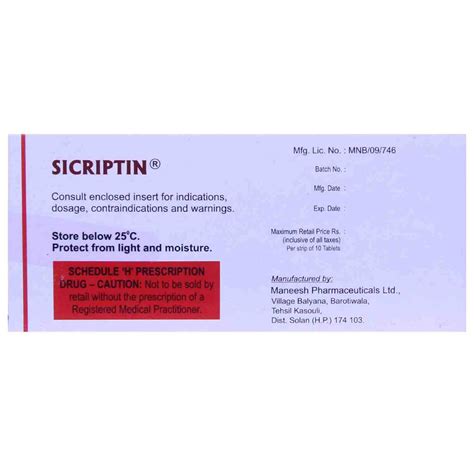 Sicriptin 2.5 Tablet 10's Price, Uses, Side Effects, Composition ...