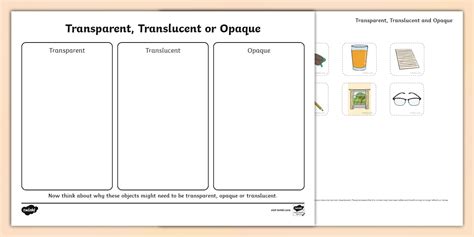 Opaque, Translucent, or Transparent KS2 Sorting Activity
