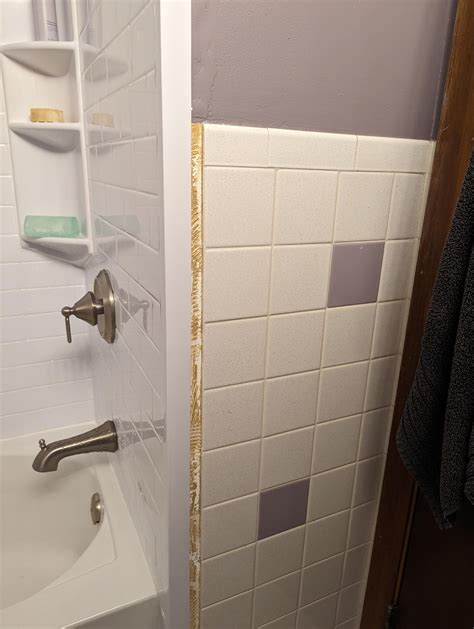 How should I fill in this gap between the shower and the tile? : r/Home