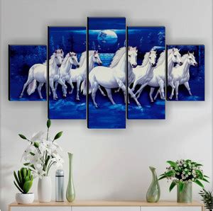 saf Seven running horses UV Textured Wall Painting for Home decorative ...