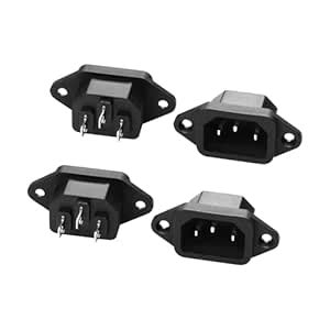 JSADZKJ IEC320 C14 Panel Mount Adapter Plug C14 Male 3Pin Power ...