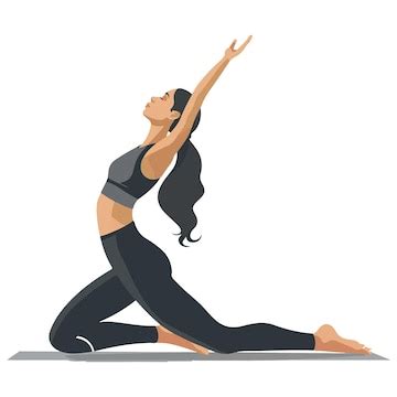 A woman in a yoga pose doing cobra or upward dog position on a white ...
