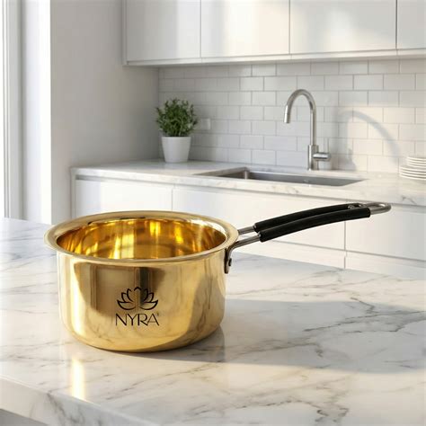 Pure Brass Saucepan - Thick Gauge Body, Ergonomic Heat‑Resistant Black ...