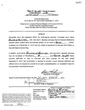 Fillable Online lla state la Pointe Coupee Parish Constable District 6 ...