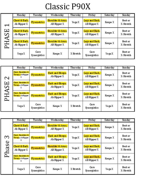 P90X Calendar (Alternate) | PDF | Sports - Worksheets Library