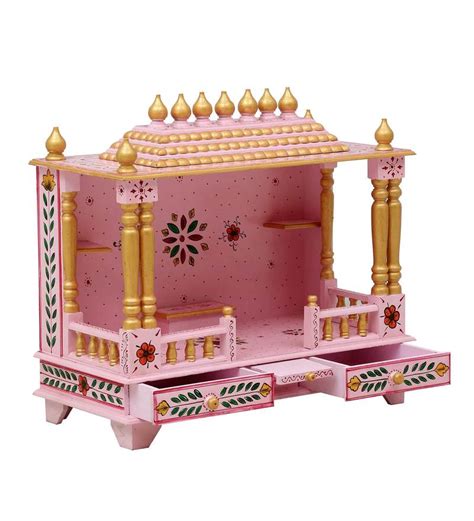 Big Sheesham MDF Pink Wooden Pooja Mandir For Home & Office ...