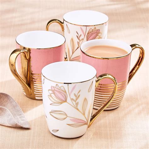 Buy Mandarin Iris Set of 4 Bone Chine Coffee Mugs - 340ml from Home ...