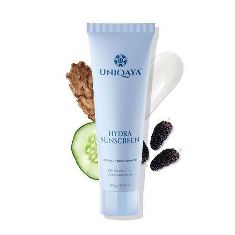 Uniqaya Hydra Sunscreen SPF 60 PA++++ | Hyaluronic Acid & Niacinamide ...
